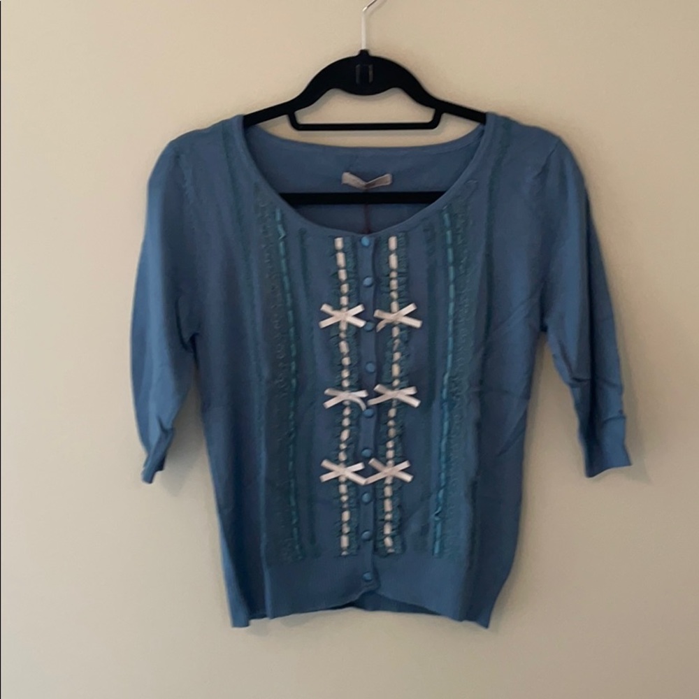 New! Darling Blue Bow Cardigan